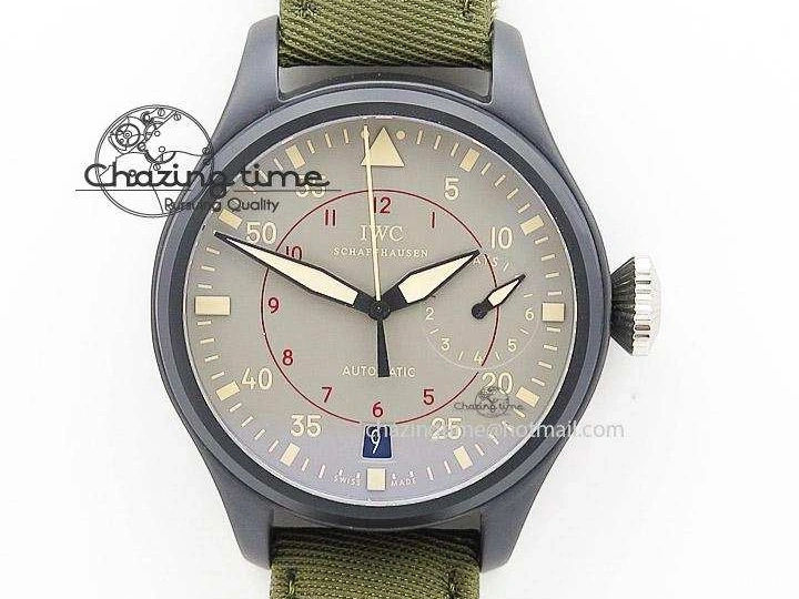 MIROTIME 0301 Big Pilot Top Gun Miramar PVD Plated Titanium on Green Nylon Strap A23J Refined 7398